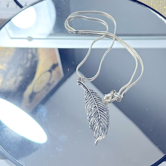 Jewelry - Light As A Feather Pendant Necklace 925 Sterling Silver